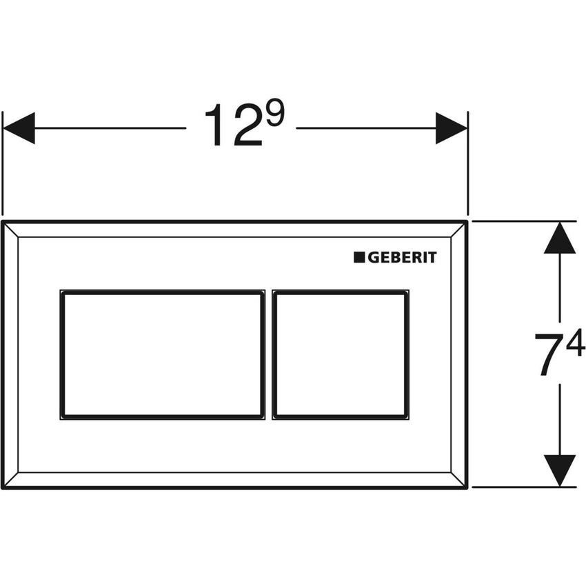 Immagine di Geberit comando a distanza, design squadrato, pneumatico, per risciacquo a due quantità e pulsante da incasso, finitura cromo spazzolato 116.051.GH.1