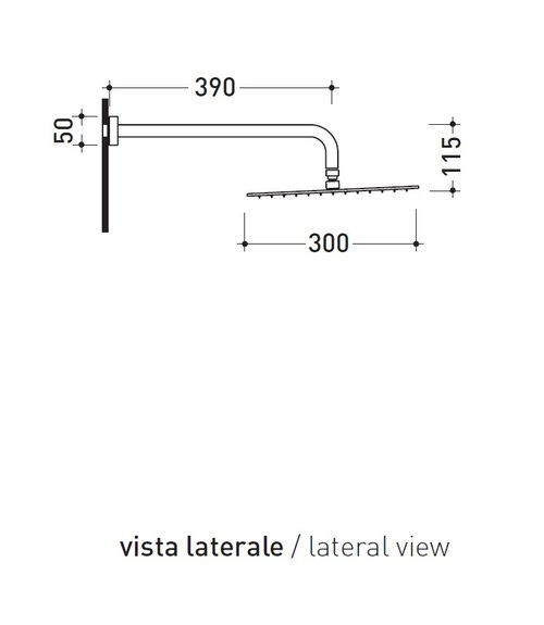 Immagine di Flaminia X1 soffione doccia Ø 30 cm completo di braccio, finitura acciaio spazzolato X13084