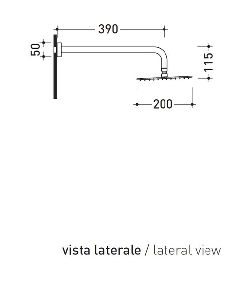 Immagine di Flaminia X1 soffione doccia Ø 20 cm, completo di braccio, finitura acciaio spazzolato X12084