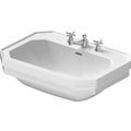 Immagine di Duravit 1930 lavabo monoforo L.70 cm, con 2 fori diaframmati, con troppopieno e bordo per rubinetteria, lato inferiore smaltato, rivestimento Wondergliss, colore bianco 04387000001