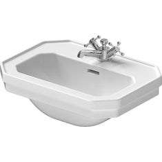 Immagine di Duravit 1930 lavamani monoforo L.50 cm, con troppopieno e bordo per rubinetteria, con lato inferiore smaltato, colore bianco 0785500000