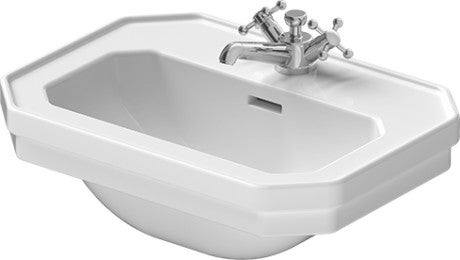 Immagine di Duravit 1930 lavamani monoforo L.50 cm, con troppopieno e bordo per rubinetteria, con lato inferiore smaltato, colore bianco 0785500000