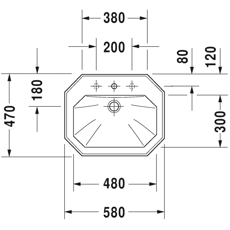 Immagine di Duravit 1930 lavabo da incasso 3 fori, per incasso soprapiano, con troppopieno e con bordo per rubinetteria, colore bianco 0476580030