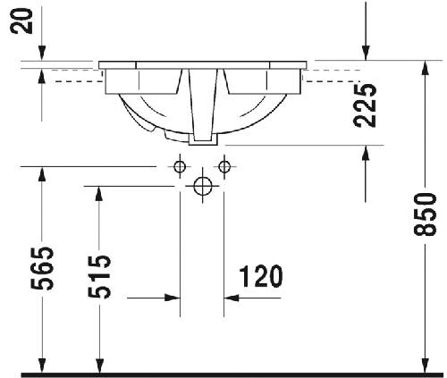 Immagine di Duravit 1930 lavabo da incasso 3 fori, per incasso soprapiano, con troppopieno e con bordo per rubinetteria, colore bianco 0476580030