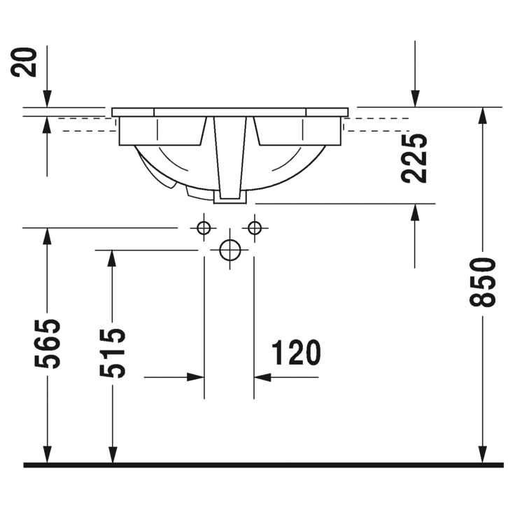 Immagine di Duravit 1930 lavabo da incasso 3 fori, per incasso soprapiano, con troppopieno e con bordo per rubinetteria, colore bianco 0476580030