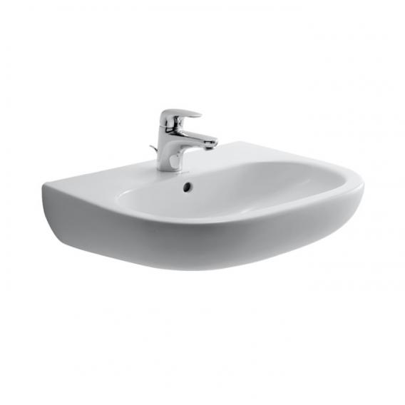 Immagine di Duravit D-CODE lavabo 55 cm con troppopieno e bordo per rubinetteria, lato inferiore smaltato, colore bianco 2310550000