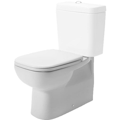 Immagine di Duravit D-CODE vaso monoblocco a pavimento a cacciata, con brida di risciacquo, cassetta non inclusa, per set di allacciamento Vario o per curva di scarico verticale per allacciamento Vario, UWL classe 2, colore bianco 2118090000