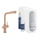 Grohe BLUE HOME sistema completo rubinetto bocca a L e refrigeratore con sistema WiFi finitura oro rosa spazzolato 31454DL1