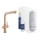 Grohe BLUE HOME sistema completo rubinetto bocca a L e refrigeratore con sistema WiFi finitura oro rosa lucido 31454DA1