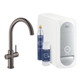 Immagine di Grohe BLUE HOME sistema completo rubinetto con bocca a C e refrigeratore con sistema WiFi finitura grafite lucido 31455A01