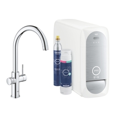 Immagine di Grohe BLUE HOME+  sistema completo rubinetto con bocca a C e refrigeratore, con filtro magnesium + zinco, con sistema WiFi finitura cromo 115556