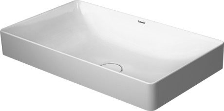 Immagine di Duravit DURASQUARE bacinella da appoggio soprapiano con rettifica 60 cm senza foro per rubinetteria, senza troppopieno, senza bordo per rubinetteria, WonderGliss, colore bianco 23556000001