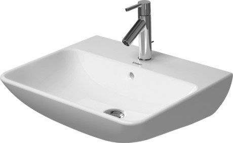 Immagine di Duravit ME BY STARCK lavabo 55 cm monoforo, con troppopieno, con bordo per rubinetteria, lato inferiore smaltato, colore bianco finitura opaco 2335553200