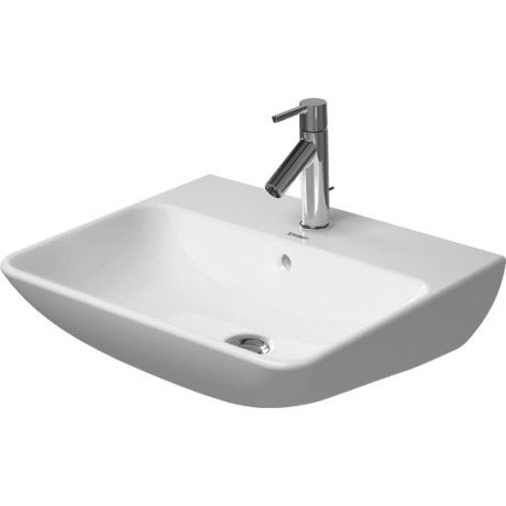 Immagine di Duravit ME BY STARCK lavabo 55 cm monoforo, con troppopieno, con bordo per rubinetteria, lato inferiore smaltato, colore bianco finitura opaco 2335553200