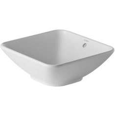 Immagine di Duravit ME BY STARCK bacinella da appoggio soprapiano 42 cm senza foro per rubinetteria, con troppopieno, senza bordo per rubinetteria, colore bianco 0333420000