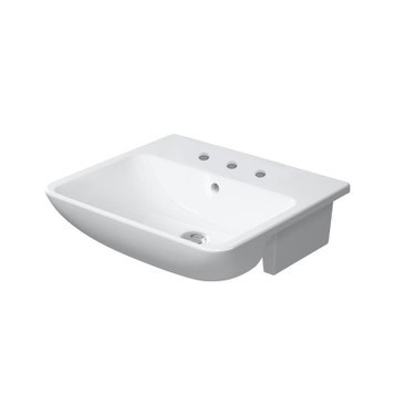 Immagine di Duravit ME BY STARCK lavabo semincasso 55 cm con 3 fori per rubinetteria, con troppopieno, con bordo per rubinetteria, WonderGliss, colore bianco finitura opaco 03785532301