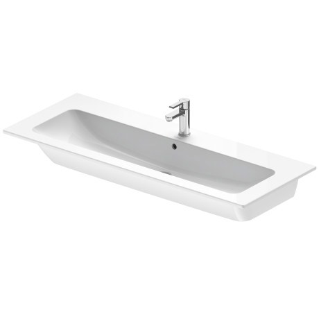 Immagine di Duravit ME BY STARCK lavabo consolle 123 cm monoforo, con troppopieno, con bordo per rubinetteria, WonderGliss, colore bianco 23611200001