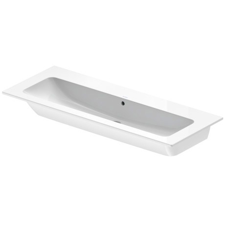 Immagine di Duravit ME BY STARCK lavabo consolle 123 cm senza foro per rubinetteria, con troppopieno, con bordo per rubinetteria, WonderGliss, colore bianco 23611200601