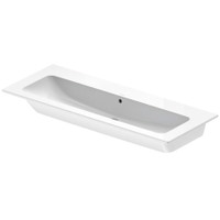 Immagine di Duravit ME BY STARCK lavabo consolle 123 cm senza foro per rubinetteria, con troppopieno, con bordo per rubinetteria, colore bianco finitura opaco 2361123260