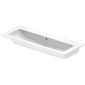 Immagine di Duravit ME BY STARCK lavabo consolle 123 cm senza foro per rubinetteria, con troppopieno, con bordo per rubinetteria, WonderGliss, colore bianco finitura opaco 23611232601
