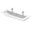 Immagine di Duravit ME BY STARCK lavabo consolle 123 cm con 2 fori distanziati per 2 rubinetterie monocomando, con troppopieno, con bordo per rubinetteria, WonderGliss, colore bianco finitura opaco 23611232241