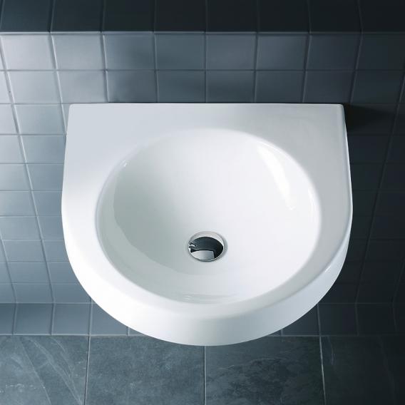 Immagine di Duravit ARCHITEC lavabo 57.5 cm con foro diaframmato per rubinetteria a sinistra e per dispenser portasapone a destra, senza troppopieno, con bordo per rubinetteria, lato inferiore smaltato, colore bianco 0449580000