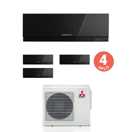 Immagine di Mitsubishi MSZ-EF Climatizzatore quadri split inverter Nero | unità esterna 7,2 kW unità interne 9000+9000+9000+15000 BTU MXZ-4E72VA+3MSZ-EF25VE3B+MSZ-EF42VE3B 