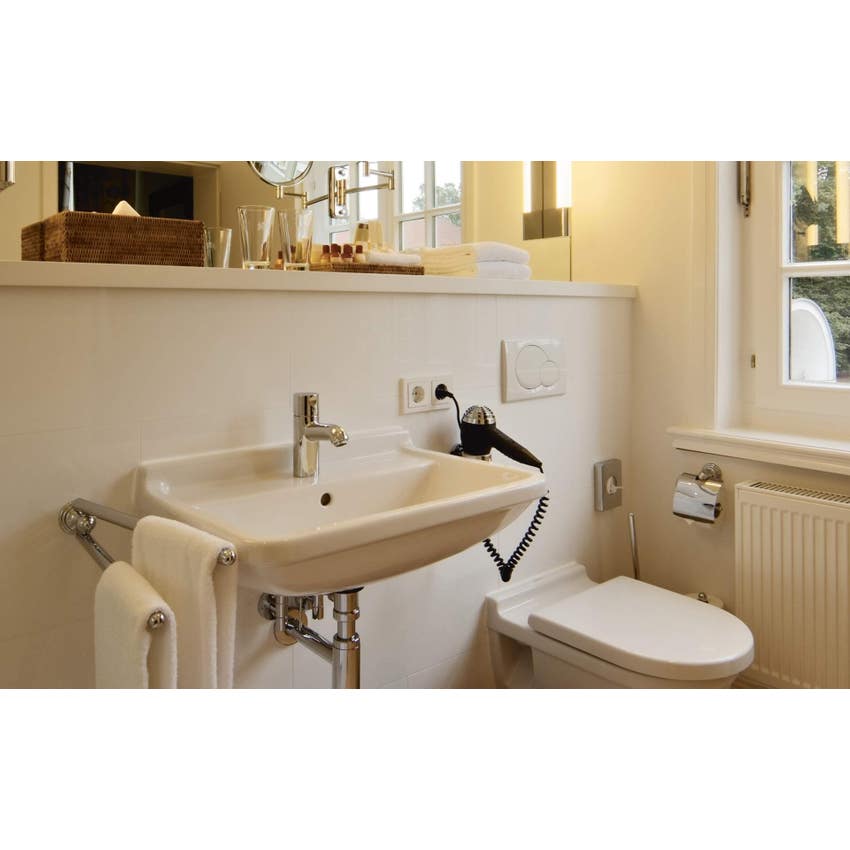 Immagine di Duravit STARCK 3 lavabo 60 cm monoforo, con troppopieno e bordo per rubinetteria, lato inferiore smaltato, colore bianco 0300600000