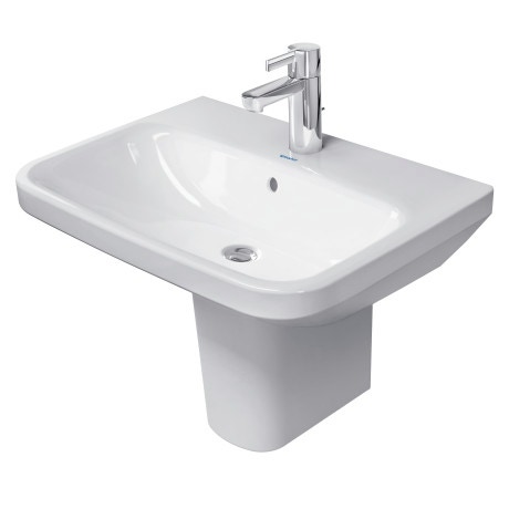 Immagine di Duravit DURASTYLE lavabo 60 cm monoforo, con troppopieno, con bordo per rubinetteria, lato inferiore smaltato, WonderGliss, colore bianco 23196000001