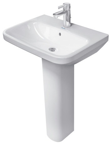 Immagine di Duravit DURASTYLE lavabo 60 cm monoforo, con troppopieno, con bordo per rubinetteria, lato inferiore smaltato, WonderGliss, colore bianco 23196000001