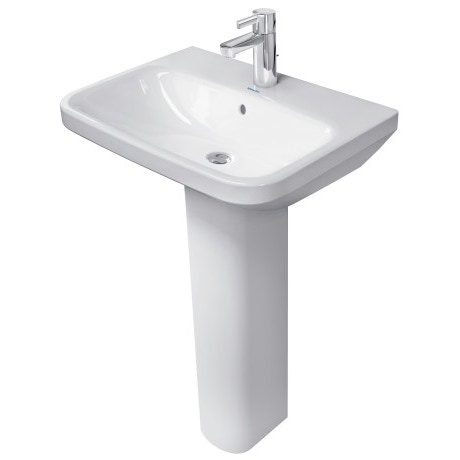 Immagine di Duravit DURASTYLE lavabo 60 cm con 3 fori per rubinetteria, con troppopieno, con bordo per rubinetteria, lato inferiore smaltato, WonderGliss, colore bianco 23196000301