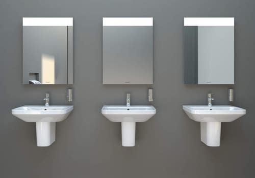 Immagine di Duravit DURASTYLE lavabo 60 cm con 3 fori per rubinetteria, con troppopieno, con bordo per rubinetteria, lato inferiore smaltato, WonderGliss, colore bianco 23196000301