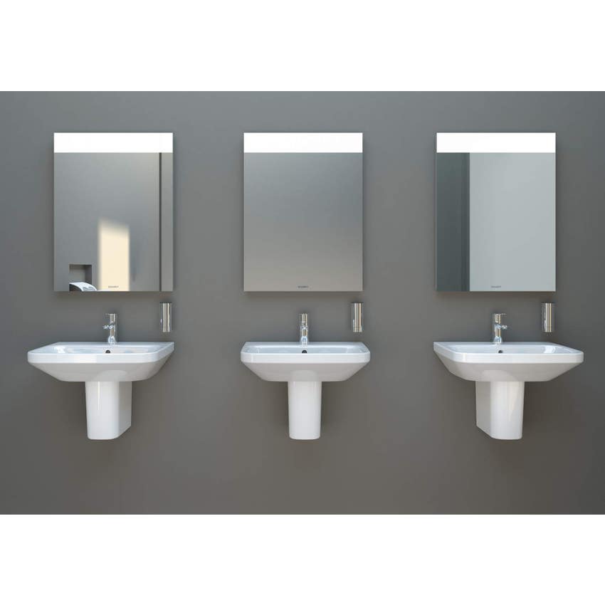 Immagine di Duravit DURASTYLE lavabo 60 cm con 3 fori per rubinetteria, con troppopieno, con bordo per rubinetteria, lato inferiore smaltato, WonderGliss, colore bianco 23196000301
