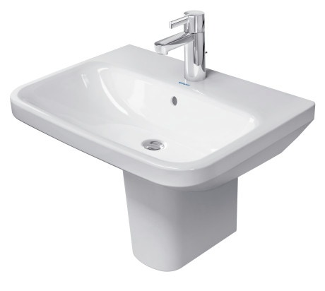 Immagine di Duravit DURASTYLE lavabo 60 cm con 3 fori per rubinetteria, con troppopieno, con bordo per rubinetteria, lato inferiore smaltato, WonderGliss, colore bianco 23196000301