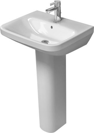 Immagine di Duravit DURASTYLE lavabo 55 cm monoforo, con troppopieno, con bordo per rubinetteria, lato inferiore smaltato, WonderGliss, colore bianco 23195500001