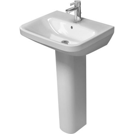 Immagine di Duravit DURASTYLE lavabo 55 cm monoforo, con troppopieno, con bordo per rubinetteria, lato inferiore smaltato, WonderGliss, colore bianco 23195500001