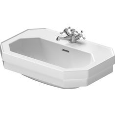 Immagine di Duravit 1930 lavabo monoforo L.60 cm, con troppopieno e bordo per rubinetteria, lato inferiore smaltato, colore bianco 0438600000