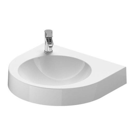 Immagine di Duravit ARCHITEC lavabo 57.5 cm con foro per rubinetteria a sinistra, con foro per dispenser portasapone a destra, senza troppopieno, con bordo per rubinetteria, lato inferiore smaltato, colore bianco 0449580023