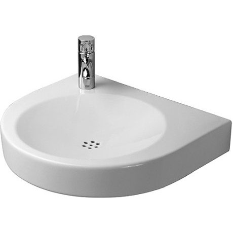 Immagine di Duravit ARCHITEC lavabo Vital Med 57.5 cm con foro diaframmato per rubinetteria a sinistra e per portasapone a destra, senza troppopieno, con bordo per rubinetteria, lato inferiore smaltato, colore bianco 0443580000