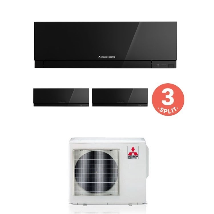 Immagine di Mitsubishi MSZ-EF Climatizzatore trial split inverter Nero | unità esterna 5,4 kW unità interne 7000+7000+9000 BTU MXZ-3E54VA2+2MSZ-EF22VE3B+MSZ-EF25VE3B 