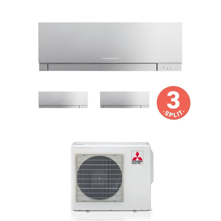 Immagine di Mitsubishi MSZ-EF Climatizzatore trial split inverter Argento | unità esterna 5,4 kW unità interne 7000+9000+12000 BTU MXZ-3E54VA+MSZ-EF22VE3+EF25VE3+EF35VE3 