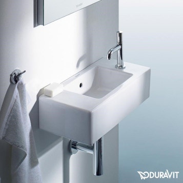 Immagine di Duravit VERO lavamani consolle 50 cm, con foro rubinetteria a destra, con troppopieno, colore bianco 0703500008