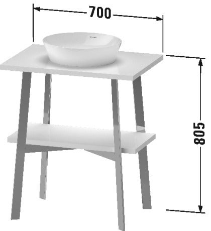 Immagine di Duravit CAPE COD base sottolavabo a pavimento 70 cm, struttura in acciaio, finitura bianco laccato lucido CC953408585