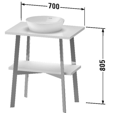 Immagine di Duravit CAPE COD base sottolavabo a pavimento 70 cm, struttura in acciaio, finitura bianco laccato lucido CC953408585