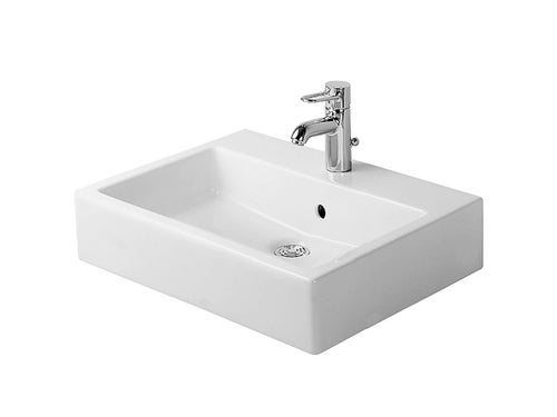 Immagine di Duravit VERO bacinella da appoggio soprapiano 59.5 cm, monoforo, con rettifica e con troppopieno, colore bianco 0452600000