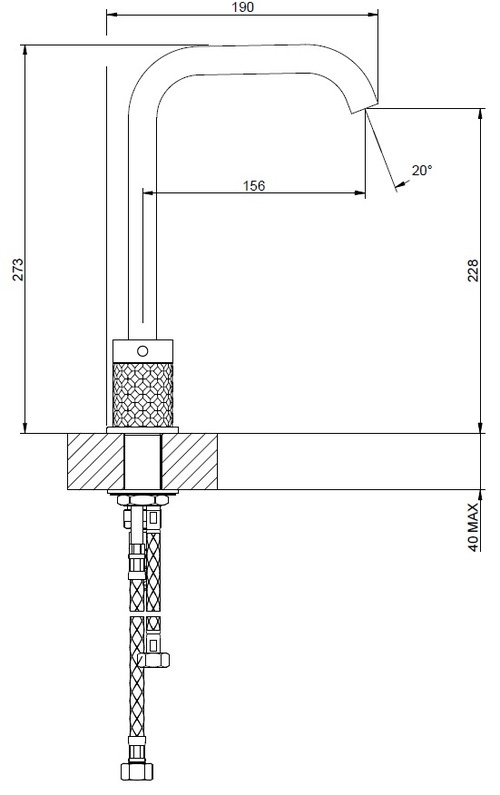 Immagine di Gessi 316 INTRECCIO gruppo lavabo H.27 cm, tre fori, senza scarico, con flessibili di collegamento, finitura steel brushed 54111#239
