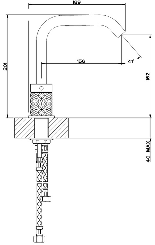 Immagine di Gessi 316 INTRECCIO gruppo lavabo H.20 cm, tre fori, senza scarico, con flessibili di collegamento, finitura Copper Brushed PVD  54112#708