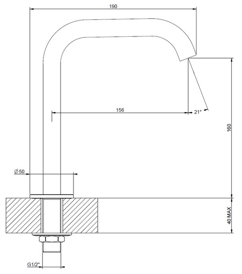 Immagine di Gessi 316 bocca per lavabo medio H.20 cm, finitura steel brushed 54091#239
