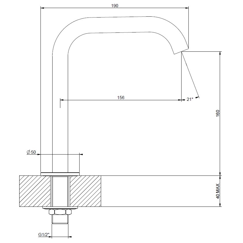 Immagine di Gessi 316 bocca per lavabo medio H.20 cm, finitura steel brushed 54091#239
