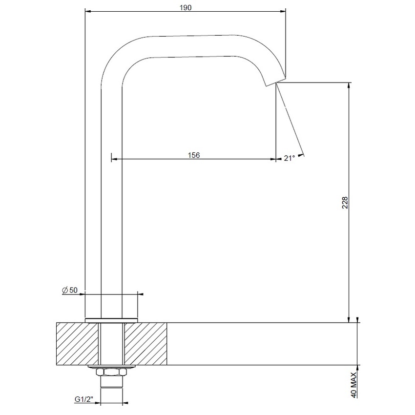 Immagine di Gessi 316 bocca per lavabo alto H.27 cm, finitura steel brushed 54093#239